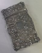 A fine Victorian silver card case chased with thistles. Birmingham 1841.