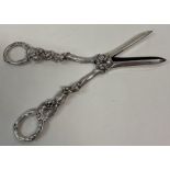 A very fine pair of silver grape scissors. Birmingham 1864. By Joseph Gloster.