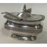 A fine Edwardian silver and glass mustard pot in Georgian style. London 1904. By Edward Dimes.