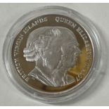 A British Virgin Islands silver coin commemorating Queen Elizabeth.