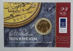 A 2000 gold sovereign.