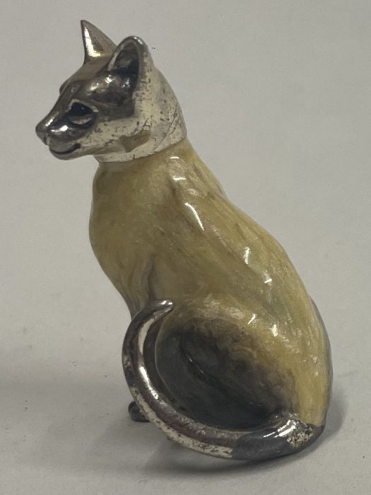 A silver and enamelled figure of cat. - Image 3 of 3