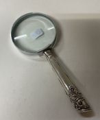 A late Victorian silver handled magnifying glass. Sheffield.