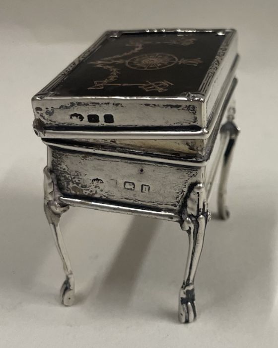 A small silver and tortoiseshell jewellery box with hinged lid. Birmingham. - Image 3 of 3