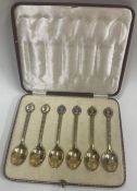 A cased set of six Edward IV Coronation silver gilt spoons. 1936.