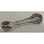 A fine pair of French silver claw ice tongs.