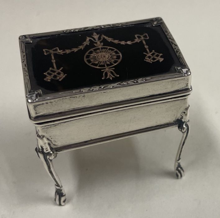 A small silver and tortoiseshell jewellery box with hinged lid. Birmingham.