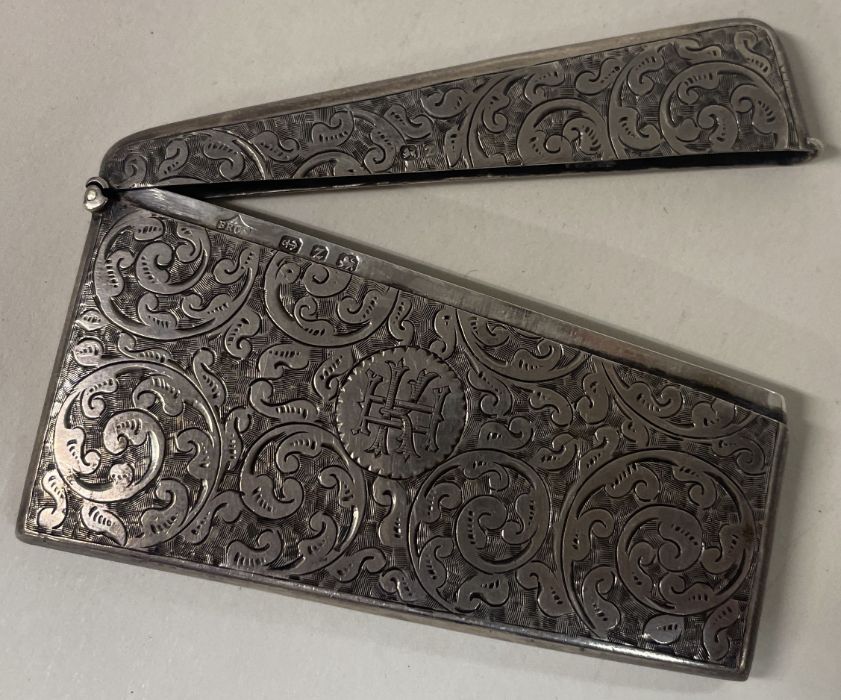An engraved silver card case. Birmingham 1899. By Adie Bros. - Image 2 of 2