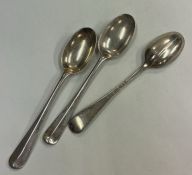 A set of three silver OE and rat tail teaspoons. London. By Mappin & Webb.