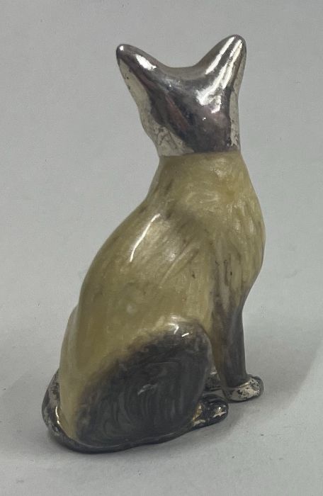 A silver and enamelled figure of cat. - Image 2 of 3