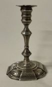 A heavy Victorian silver taperstick. London 1849. By Charles Thomas & George Fox.