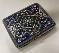 A very fine Russian silver and enamelled cigarette case. Marked inside.