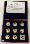A collection of nine Royal Regiment Proof coins.