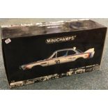 MINICHAMPS: A 1:18 scale boxed model race car of a BMW 3.5 CSL.