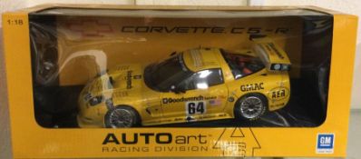 AUTOART: A 1:18 scale boxed model race car of a Corvette C5-R.