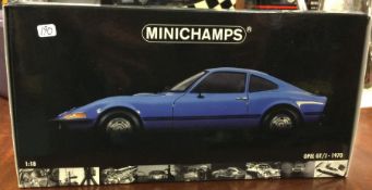 MINICHAMPS: A 1:18 scale boxed model car of an Opel GT/J.