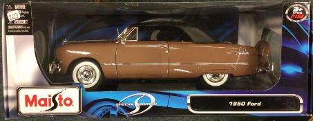 MAISTO: A 1:18 scale boxed model car of a 1950 Ford.