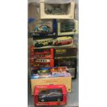 A box containing numerous 1:43 scale boxed model vehicles.