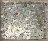 A large collection of nickel shillings.