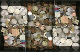 A large collection of nickel and other coins.