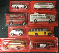 A collection of boxed model vehicles.