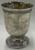 An engraved German silver beaker. Marked to base. Approx. 128 grams.