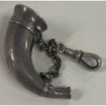SAMPSON MORDAN: A Victorian silver horn vinaigrette. Makers mark to inside of lid..