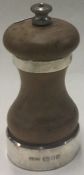A silver mounted wooden pepper grinder. Birmingham. Est. £30 - £50.