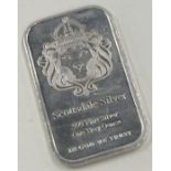 A 999 fine Scottsdale silver one troy ounce bar. Approx. 32 grams.