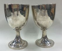 A pair of 18th Century George III silver goblets. London 1776. Approx. 331 grams.