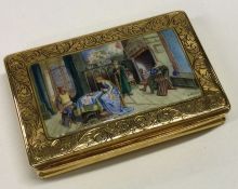 A fine quality 18 carat gold snuff box with enamelled