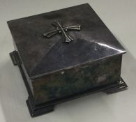 OF ECCLESIASTICAL INTEREST: A rare large silver box with lift-off lid.