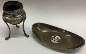An oval Continental silver dish together with an Italian vase.