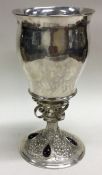 RAMSDEN & CARR: A fine and rare silver and gem stone goblet