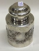 A good French silver chased tea caddy embossed