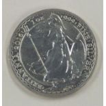 A fine 999 silver Britannia 2 Pounds coin. Approx. 30 grams.