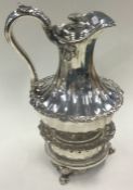 JOHN BRIDGE: An extremely rare silver kettle on a stand. London 1824.