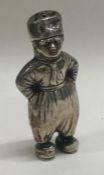 A Chinese silver pepper in the form of a boy with hat. Makers marks HH to base.