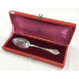 A cased American silver christening spoon. Approx. 60 grams.