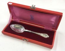 A cased American silver christening spoon. Approx. 60 grams.