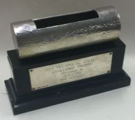 A hammered silver trophy with plaque. Birmingham 1960. By Roberts and Dore Ltd.