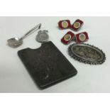 A small pair of silver and enamelled cufflinks etc. Approx. 40 grams.