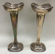 A decorative pair of silver vases. Sheffield 1922. By Charles Boyton & Sons.