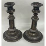 A pair of old Sheffield plated telescopic candlesticks. Est. £20 - £30.
