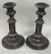 A pair of old Sheffield plated telescopic candlesticks. Est. £20 - £30.