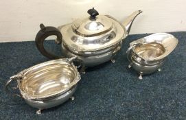A good heavy Edwardian silver three piece tea service
