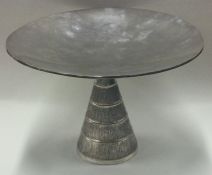 CHRISTOPHER LAWRENCE: A fine silver tazza with bark finish. London 1974.