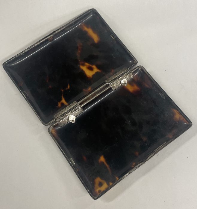 A Victorian silver and tortoiseshell cigarette case. Approx. 85 grams. Est. £40 - £60. - Image 2 of 2