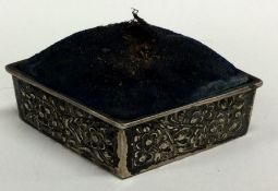 WANG HING: An 19th Century silver pin cushion.