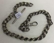 A heavy circular link silver chain. Approx. 53 grams.